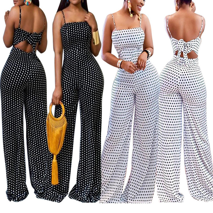Women's casual jumpsuit with sophisticated back cut and wide leg Lisslune