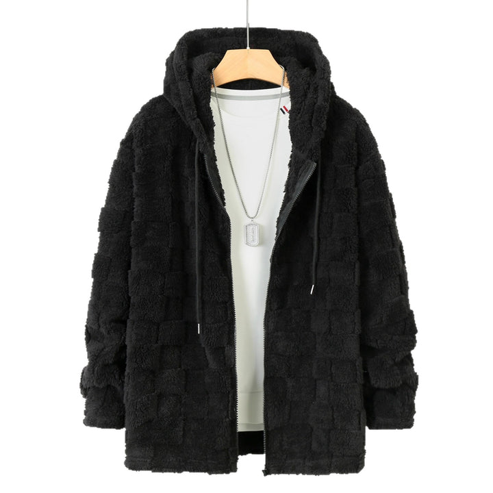 Men's fleece jacket with textured design and practical zipper Lisslune