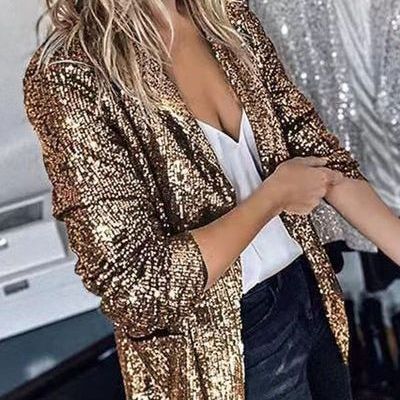 Women's Glittering Asymmetrical Blazer Jacket with Modern Cut Lisslune