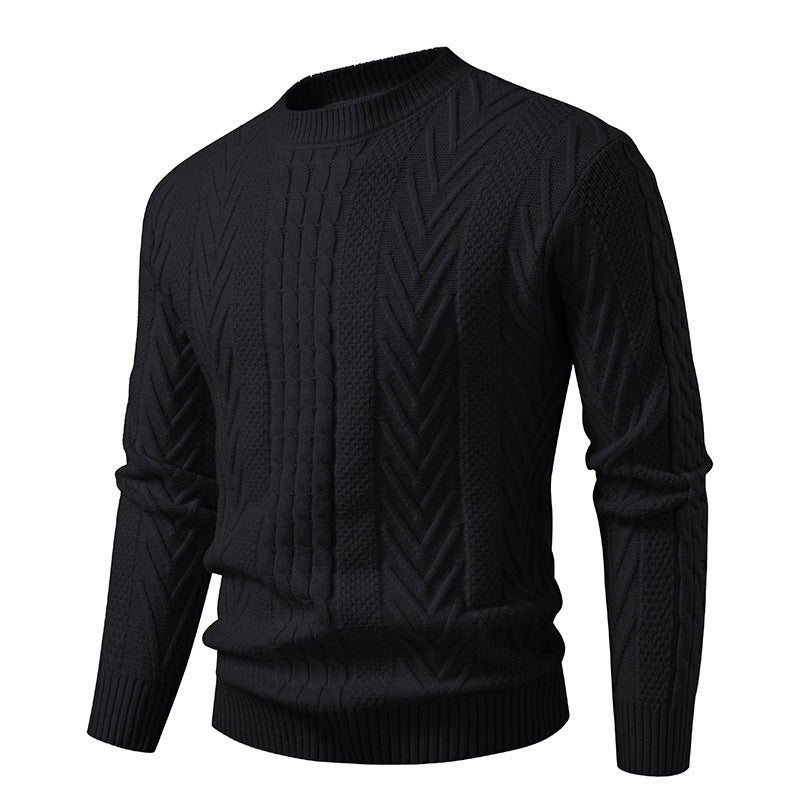 Men's chunky knit sweater with cable pattern and round neckline Lisslune