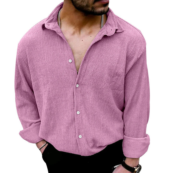 Men's timeless long-sleeve shirt with textured upper material and modern collar Lisslune