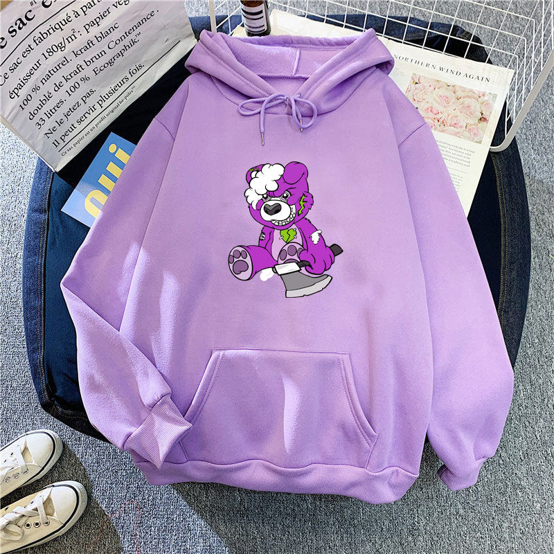 Women's hooded sweatshirt with charming bear motif Lisslune