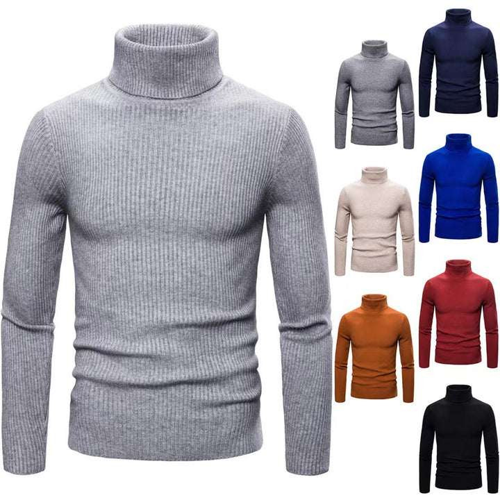 Men's high-quality turtleneck sweater made of fine rib knit Lisslune
