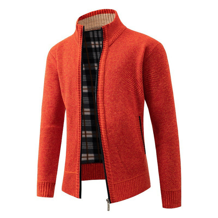 Men's elegant cardigan with high collar and practical zipper Lisslune