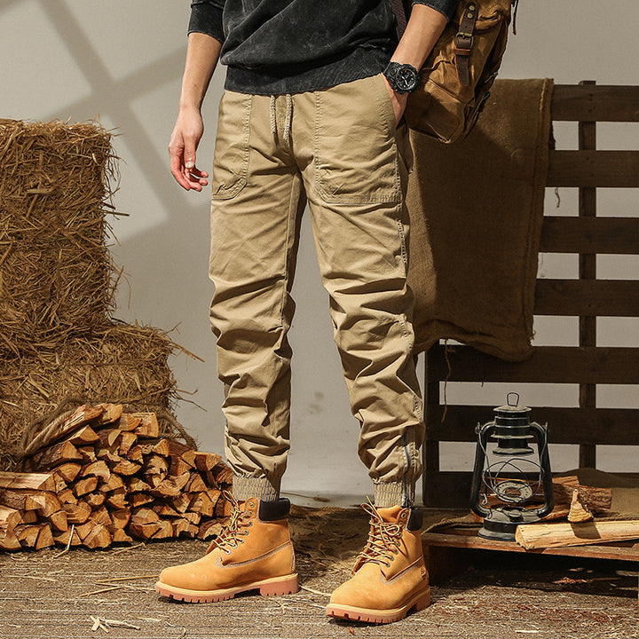 Men's sporty cargo pants with elastic waistband and practical pockets Lisslune