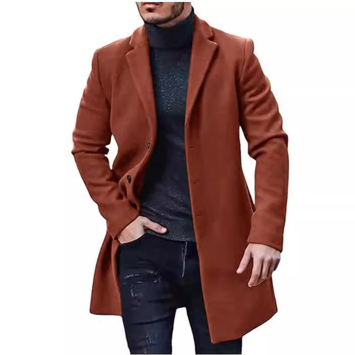 Men's elegant longer cut wool coat with classic lapels Lisslune