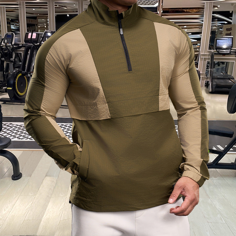 Men's Sporty Functional Jacket with High Collar and Zipper Lisslune