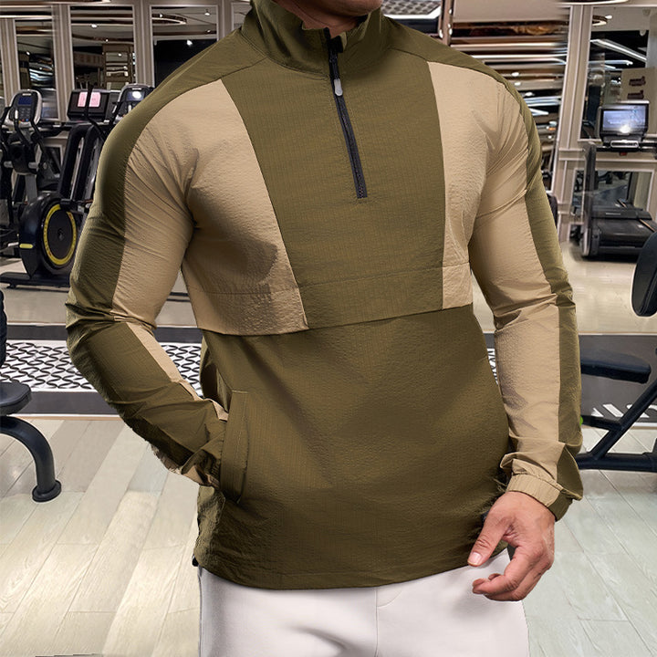 Men's Sporty Functional Jacket with High Collar and Zipper Lisslune