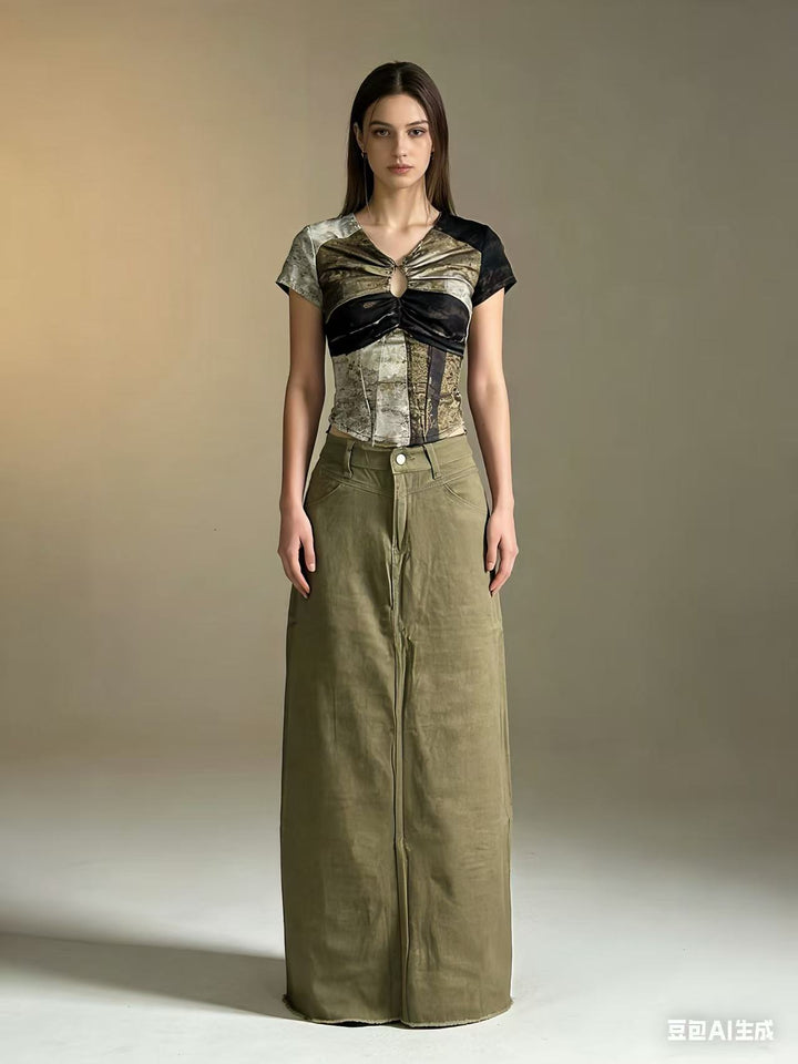 Women's maxi skirt in modern cut with fringed details Lisslune