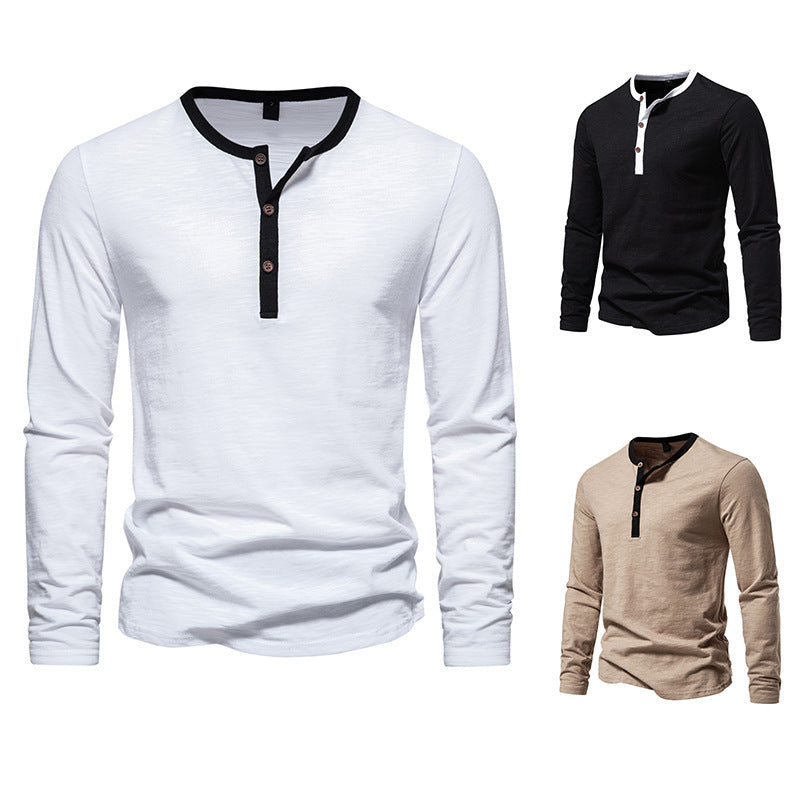 Men's long-sleeve Henley shirt with contrasting collar Lisslune