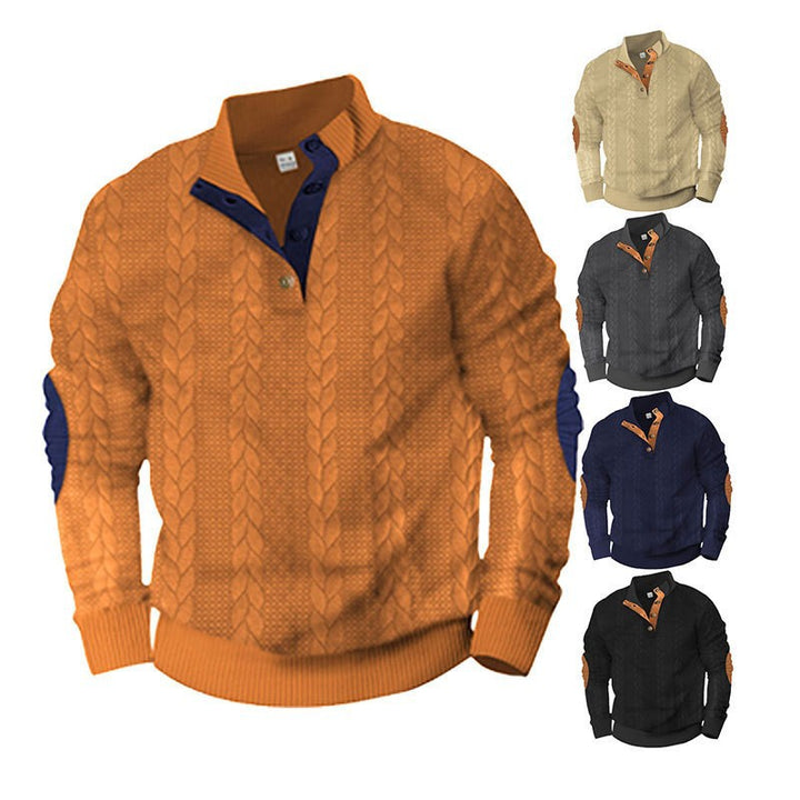 Men's knit sweater with high collar and fashionable cable design Lisslune