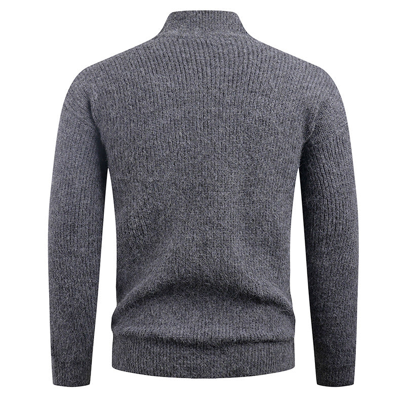 Men's knitted sweater with modern zipper and structured texture Lisslune