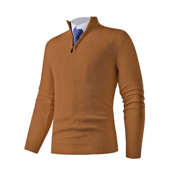 Men's knitted sweater with modern stand-up collar and textured design Lisslune