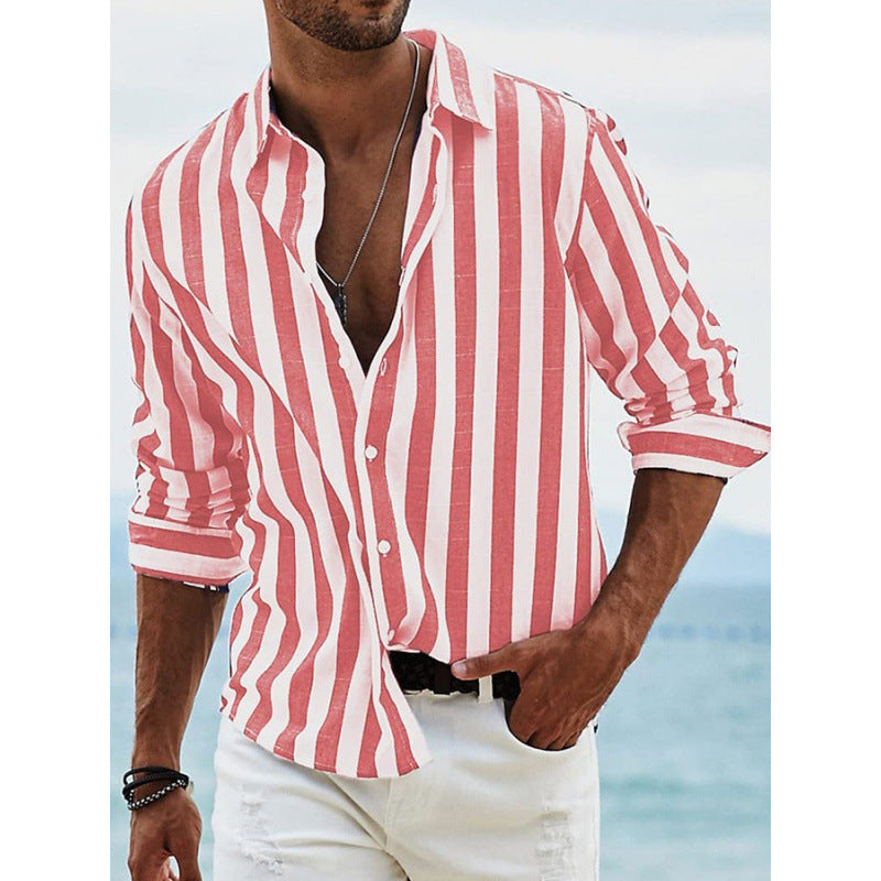 Men's striped long sleeve shirt made of lightweight linen Lisslune