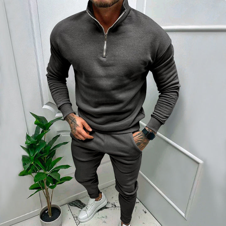 Men's sporty sweater with stand-up collar Lisslune