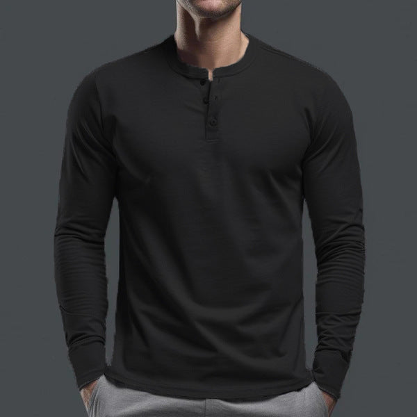 Men's Long Sleeve Shirt with Button Placket made of Comfortable Cotton Blend Lisslune