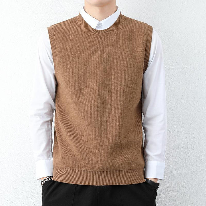 Men's Sleeveless Pullover with Fine Ribbed Structure Lisslune