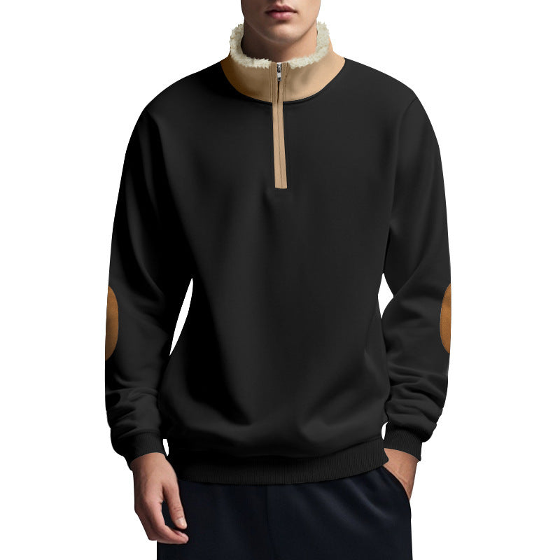 Men's fleece pullover with stand-up collar and contrast details Lisslune