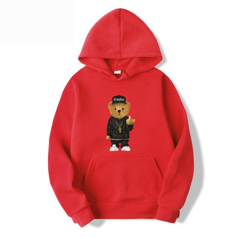 Women’s hoodie with artistic bear design and kangaroo pocket Lisslune