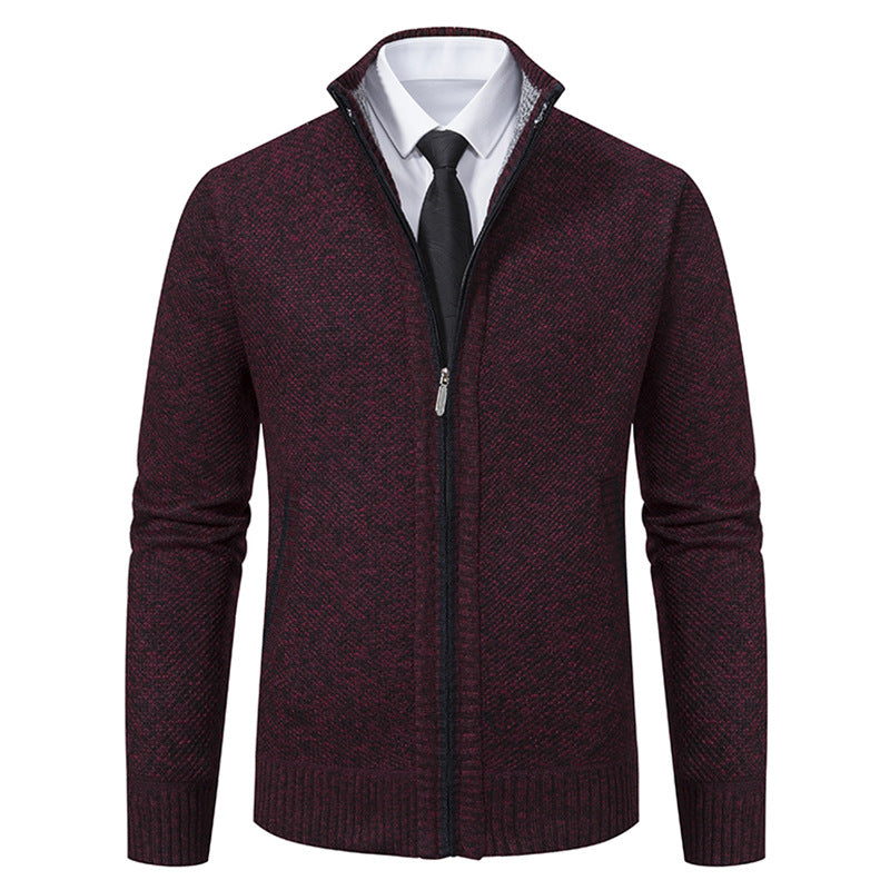 Men's elegant cardigan with high collar and practical zipper Lisslune