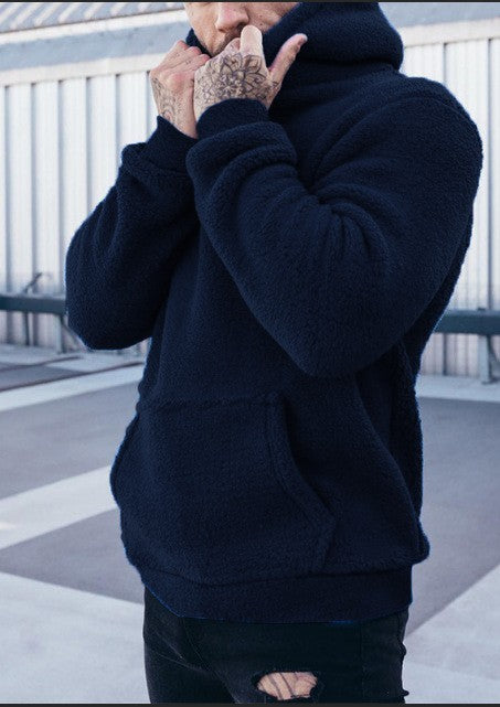 Men's hoodie made of soft teddy material with practical kangaroo pocket Lisslune