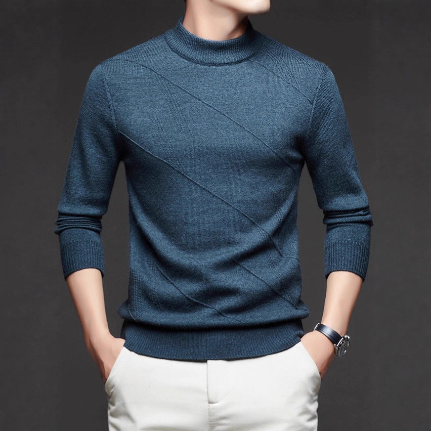 Men's elegant round neck pullover with textured design Lisslune