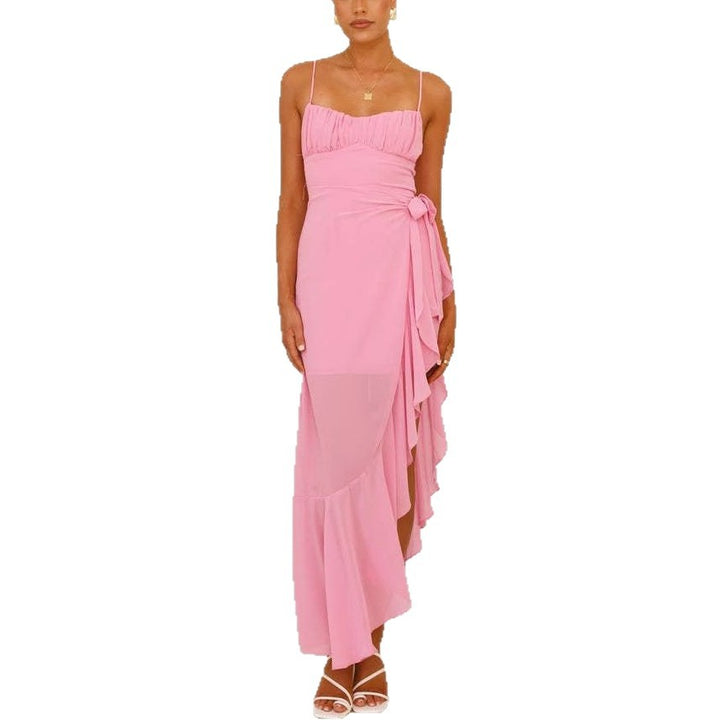 Women's maxi dress with flowing cut and ruffles