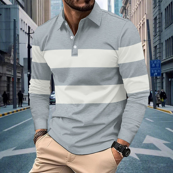 Men's long-sleeve shirt with modern stripe pattern and sporty collar Lisslune