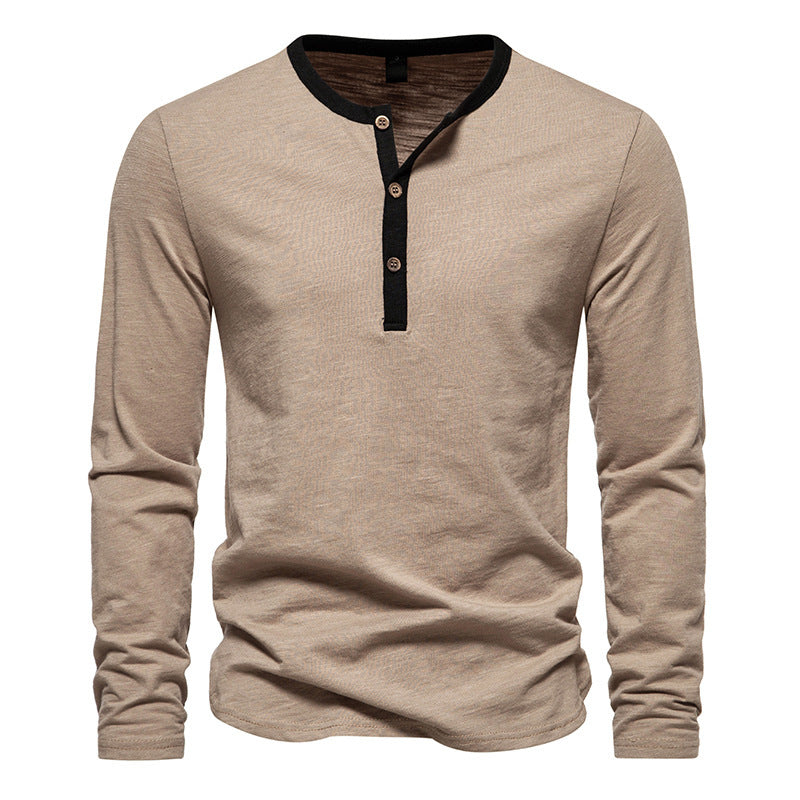 Men's long-sleeve Henley shirt with contrasting collar Lisslune