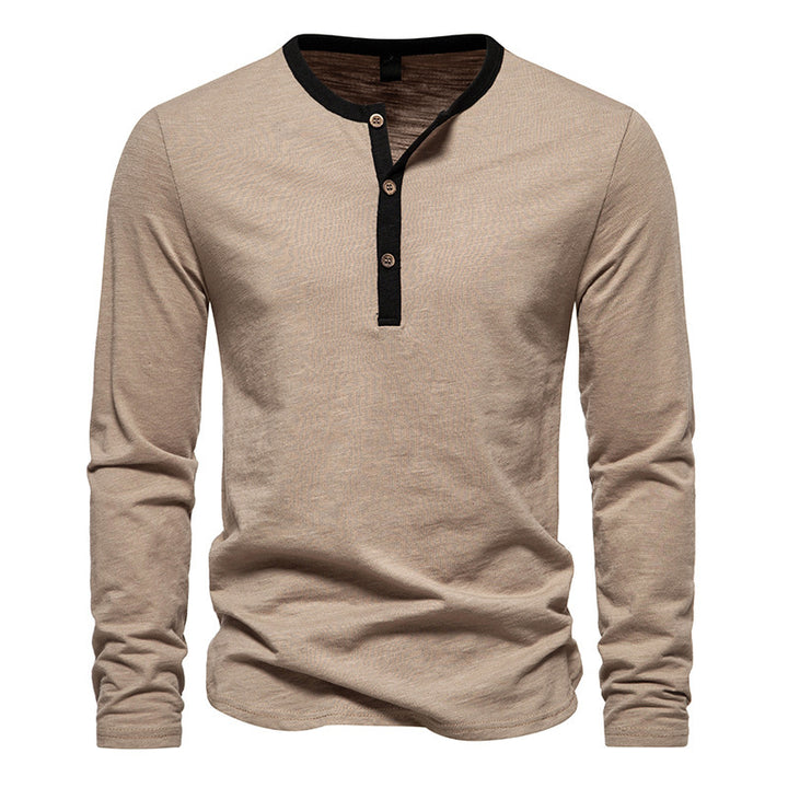 Men's long-sleeve Henley shirt with contrasting collar Lisslune
