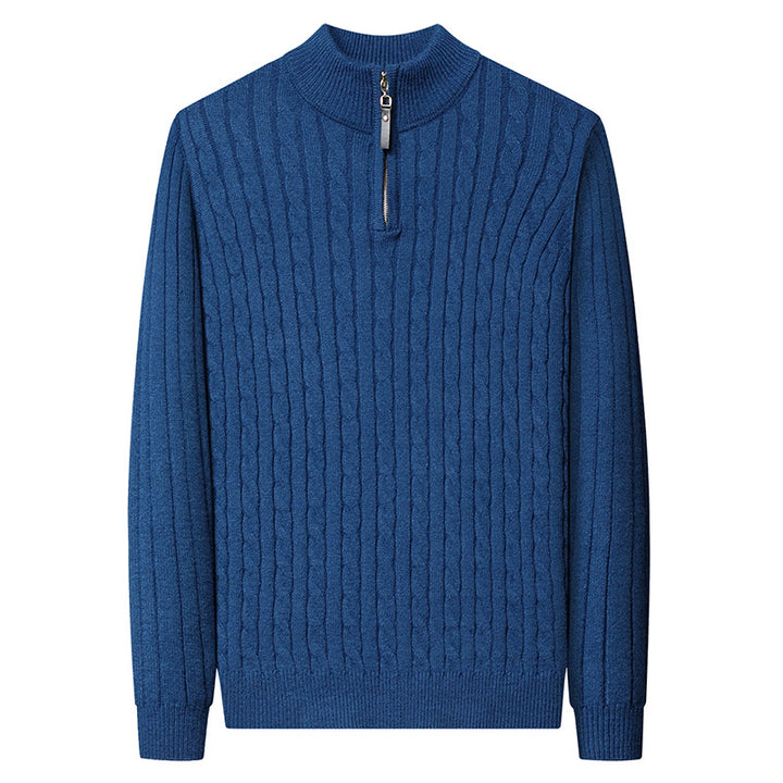 Men's High-Quality Knit Sweater with Modern Zipper and Detailed Texture Lisslune