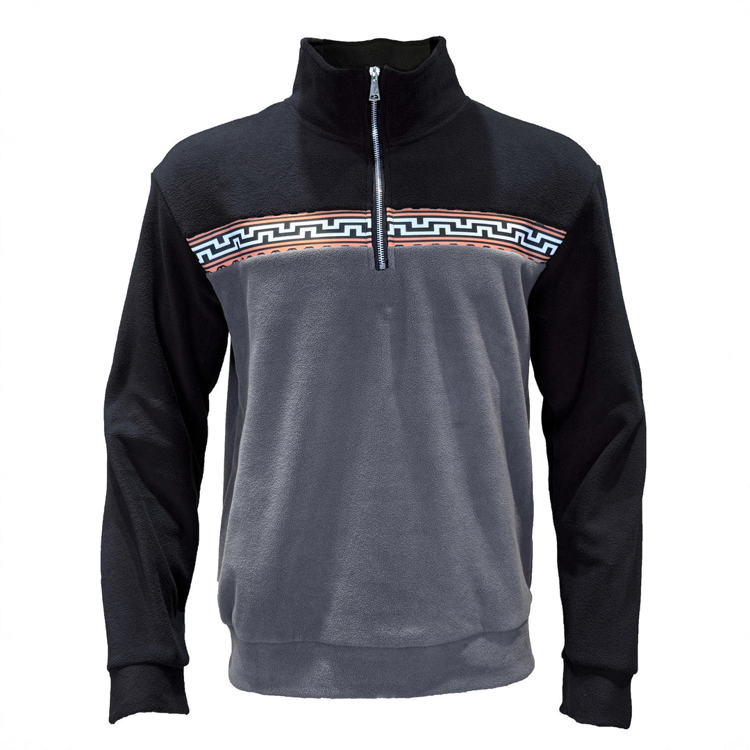 Men's fleece pullover with stylish stand-up collar and contrasting pattern Lisslune