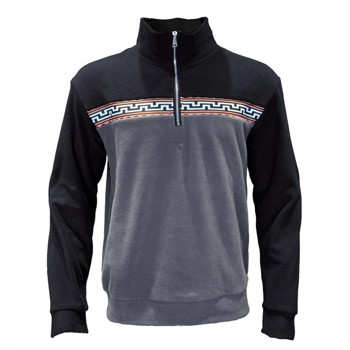 Men's fleece pullover with stylish stand-up collar and contrasting pattern Lisslune