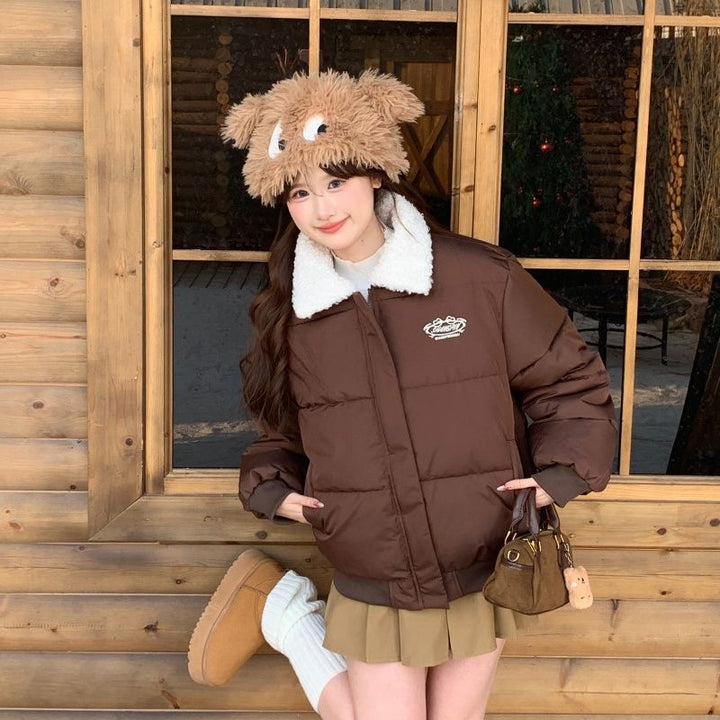 Women's padded winter jacket with cozy collar and practical pockets