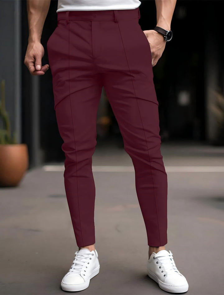 Men's stylish slim-fit chinos with elastic waistband and versatile pockets Lisslune