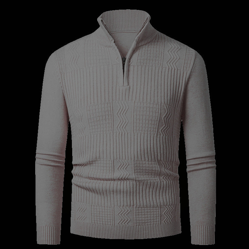 Men's knitted pullover with modern zipper and structured surface Lisslune