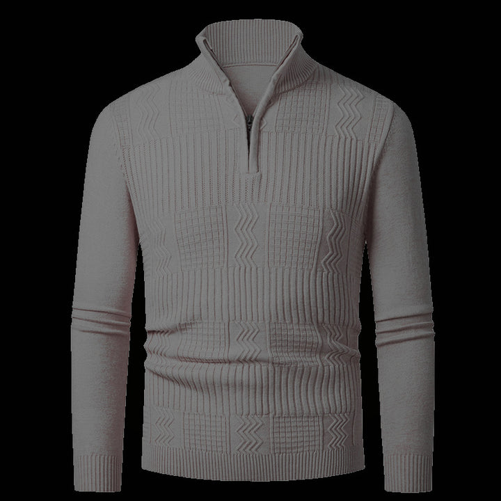 Men's knitted pullover with modern zipper and structured surface Lisslune