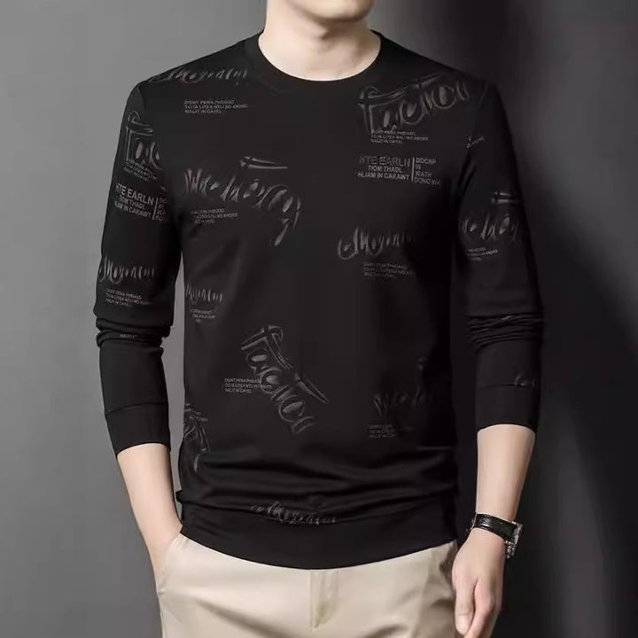 Men's fashionable long-sleeve shirt with stylish lettering Lisslune