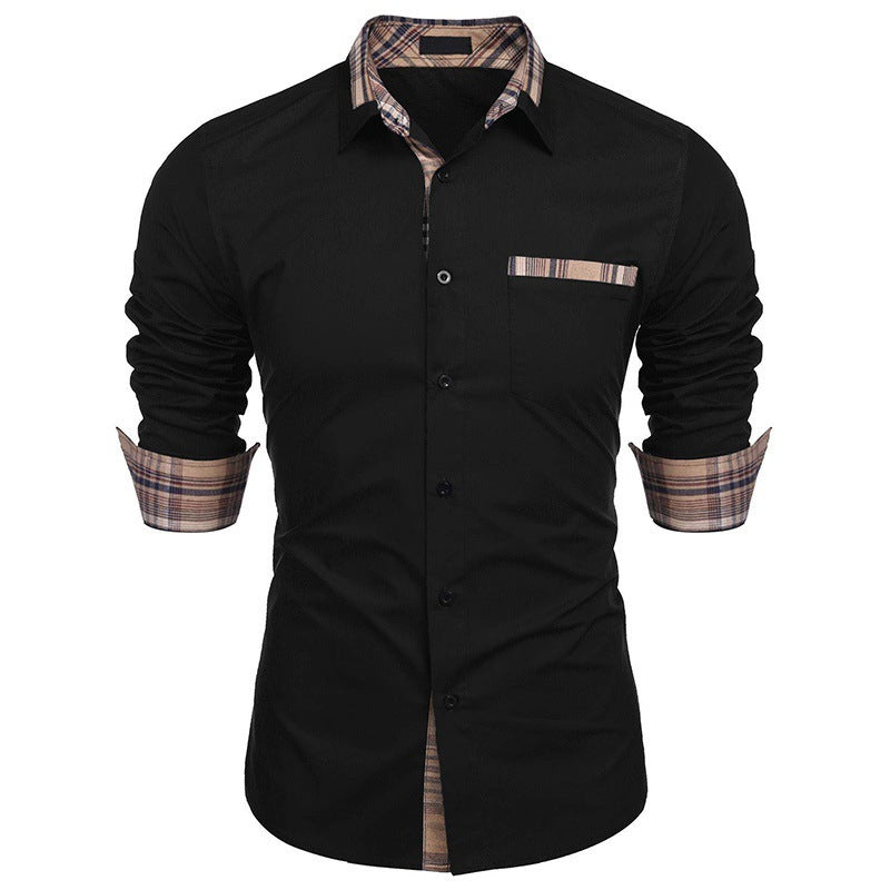 Men's long-sleeve shirt with contrasting collar and chest pocket Lisslune