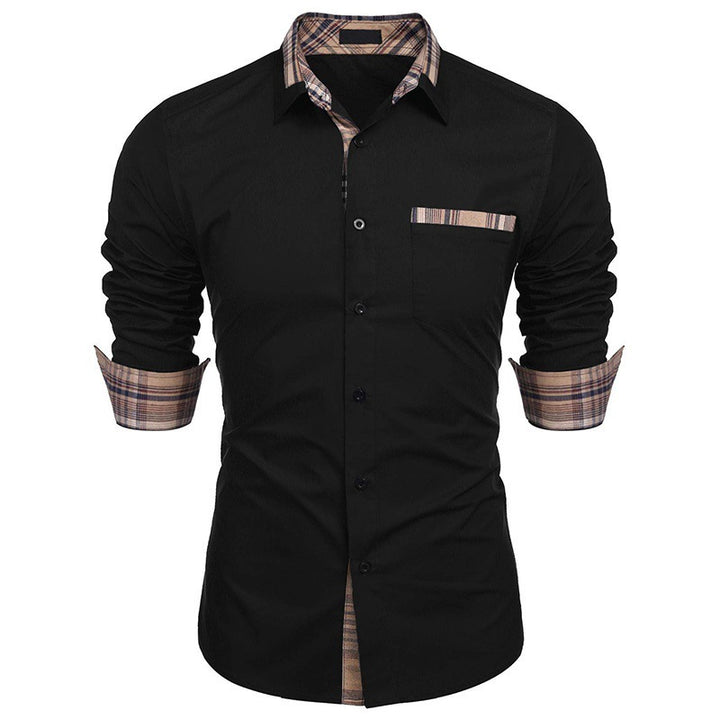 Men's long-sleeve shirt with contrasting collar and chest pocket Lisslune