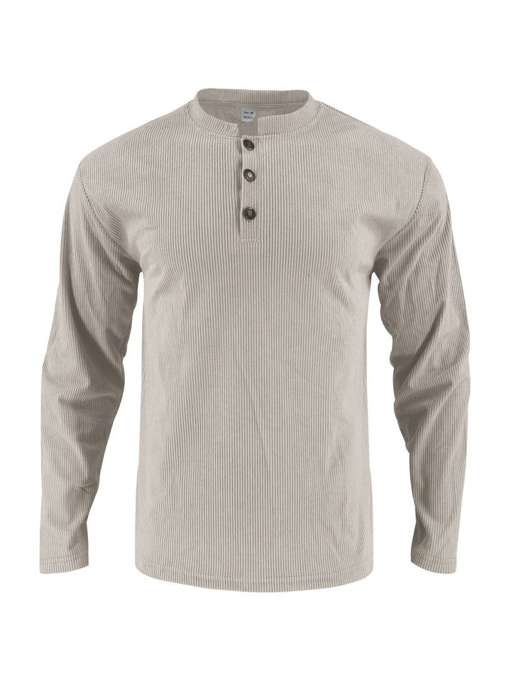 Men's long sleeve shirt with comfortable button placket and textured design Lisslune