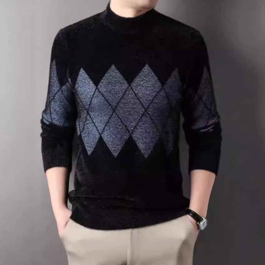 Men's stylish sweater with decorative diamond pattern Lisslune