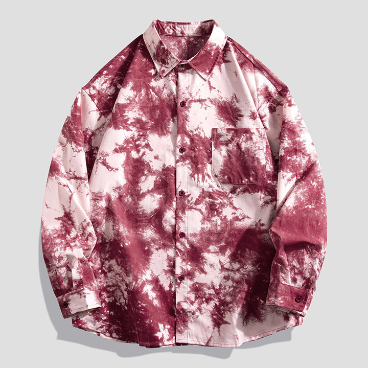 Men's Casual Designer Shirt with Unique Tie-Dye Pattern Lisslune