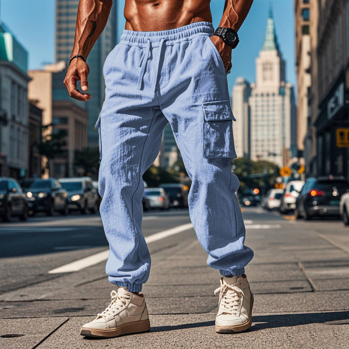 Men's cargo pants with elastic waistband and practical side pockets Lisslune