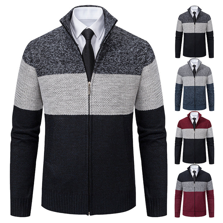 Men's stylish cardigan with high collar and modern zipper Lisslune