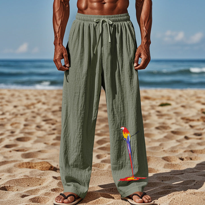 Men's Lightweight Beach Sandal Pants with Elastic Waistband and Colorful Print Lisslune