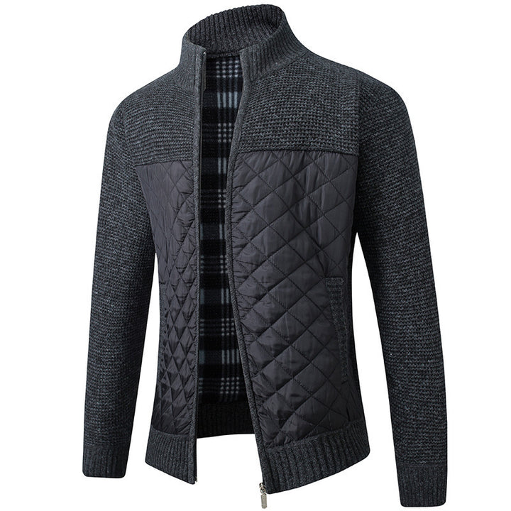Men's quilted jacket with knit details and high collar Lisslune