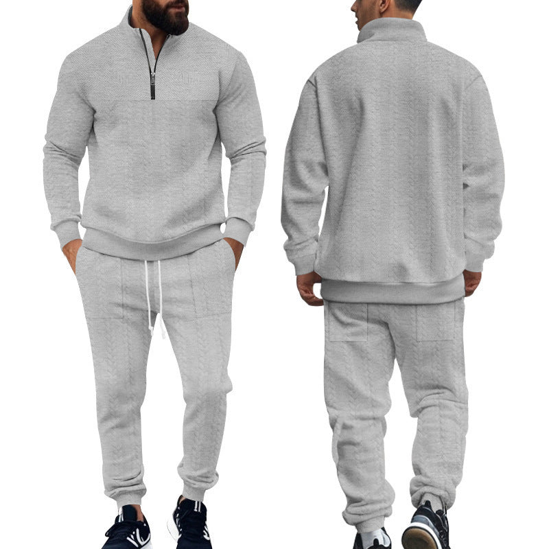 Men's sporty leisure set made of breathable material with textured design Lisslune