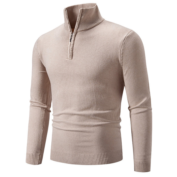 Men's elegant pullover with high collar and fine ribbed design Lisslune