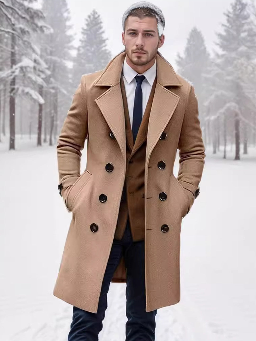 Men's Elegant Wool Coat Lisslune
